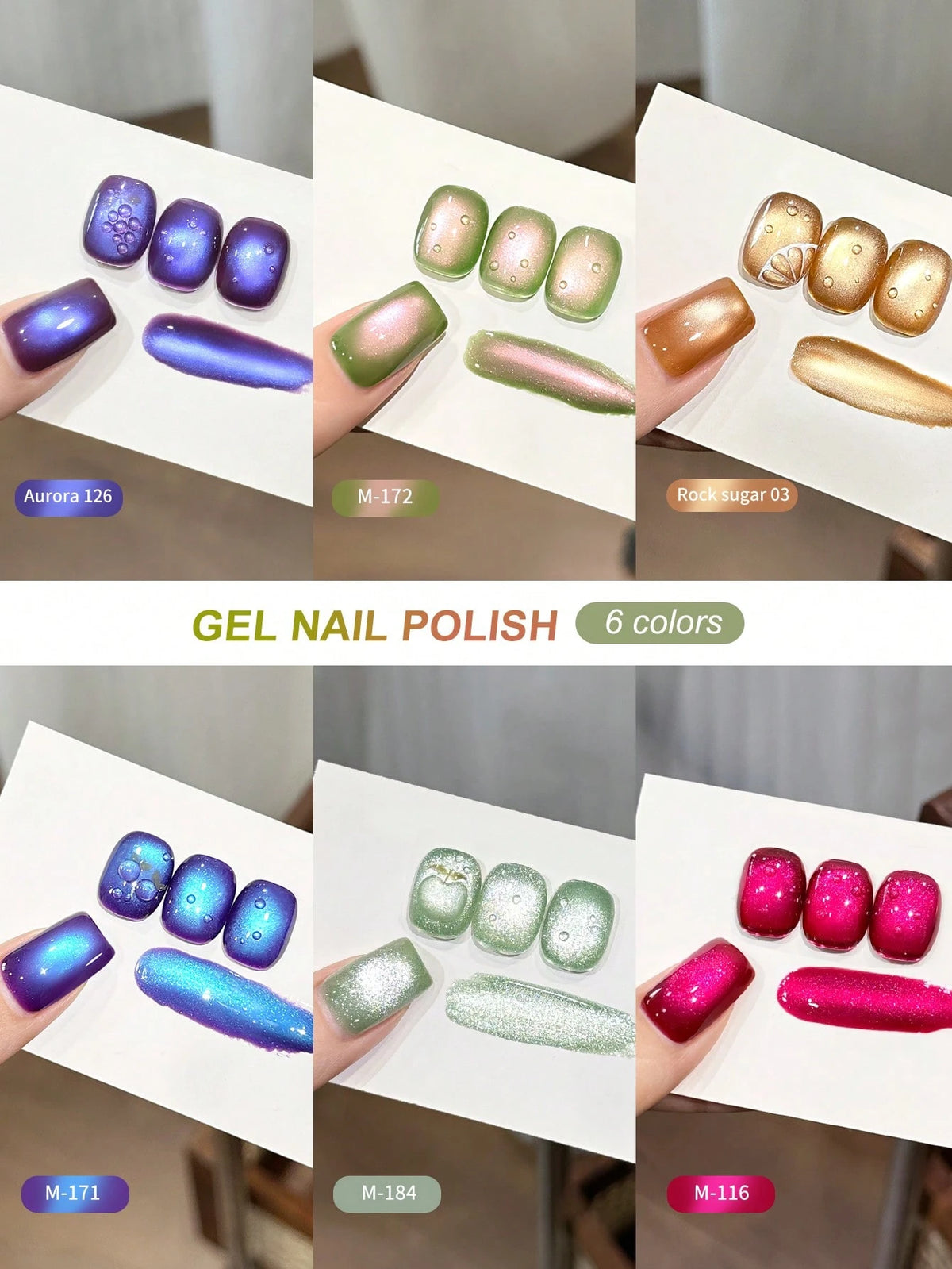 XEIJAYI 6-Color Set Cat Eye Nail Polish Gel 2025 New Style Blue Pink Cat Eye Nail Art Suitable For Women's Nail Salon Design