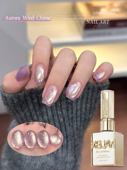 XEIJAYI Picture- Frame Cat Eye Gel Polish, Radiant Glow Sparkle, Smooth Long- Lasting, One- Coat Two- Coat, Salon & Home DIY Nail Supplies