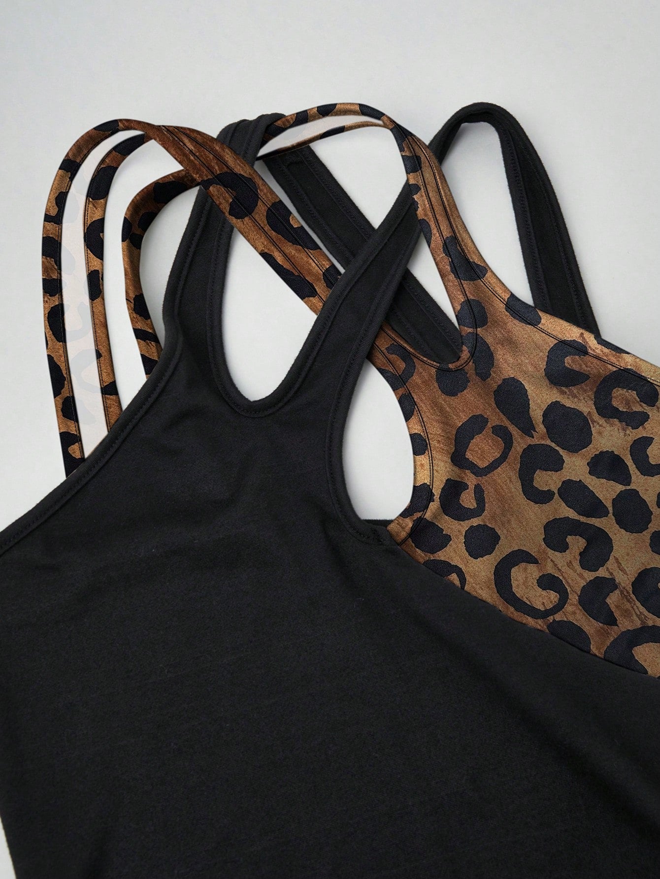 Xyvia Color-Blocked Leopard Print Halterneck Dress With Hollow-Out Details, Summer Maxi Women Outfit