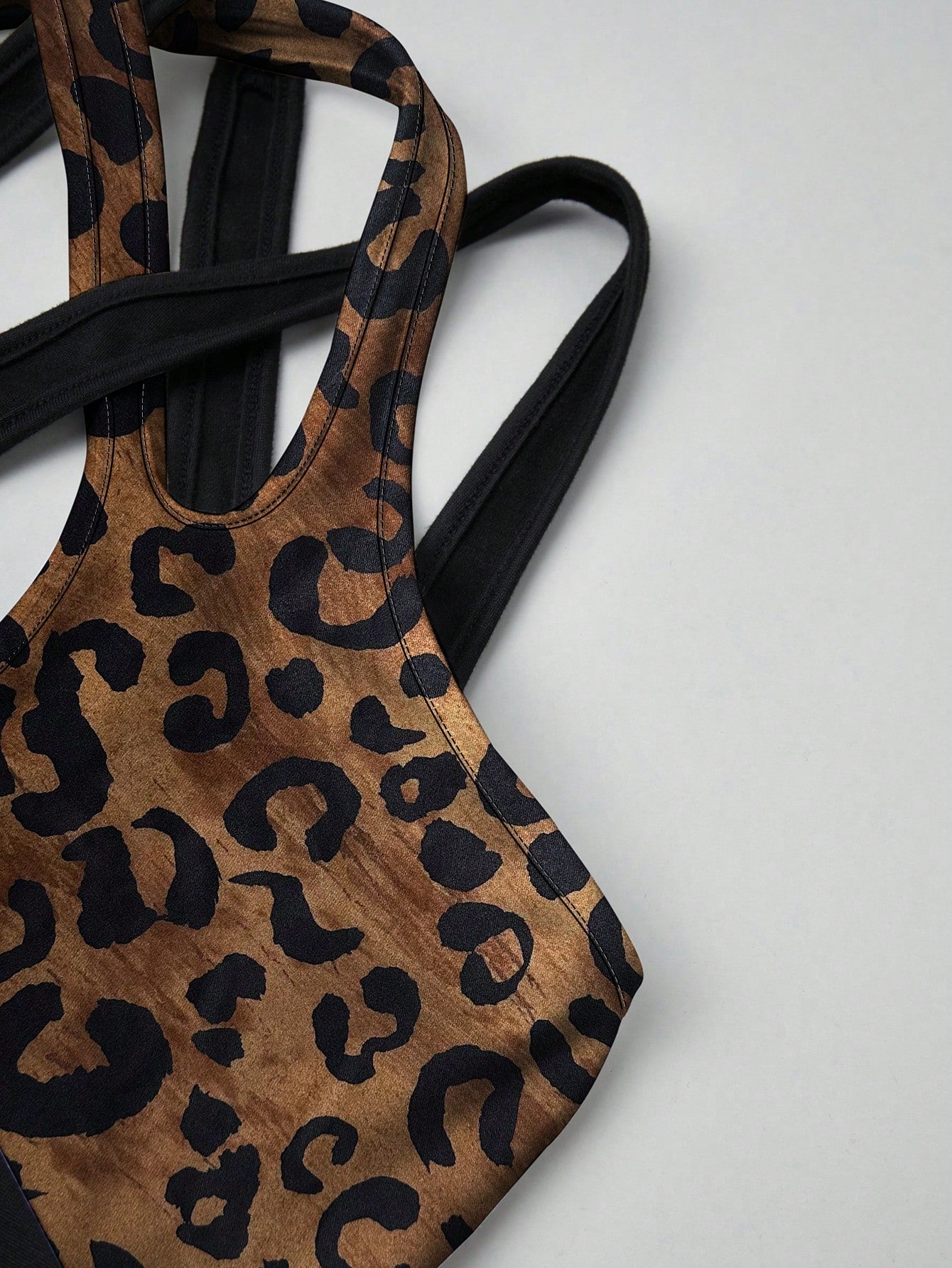Xyvia Color-Blocked Leopard Print Halterneck Dress With Hollow-Out Details, Summer Maxi Women Outfit
