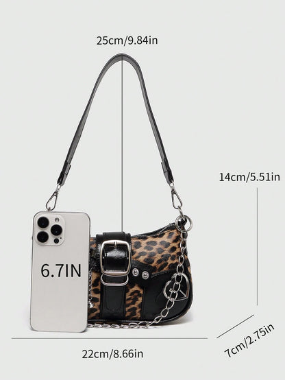 Y2K Fashionable Versatile Star & Moon Design Unique Silver Millennium Shoulder Chain Crossbody Bag, Perfect For Girls' Street Style And Party Outfits