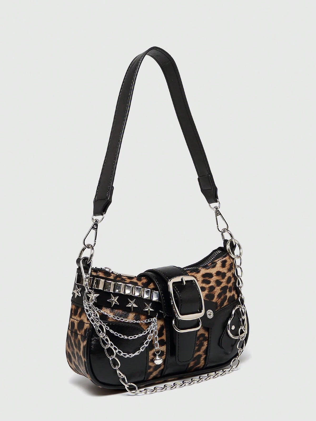 Y2K Fashionable Versatile Star & Moon Design Unique Silver Millennium Shoulder Chain Crossbody Bag, Perfect For Girls' Street Style And Party Outfits