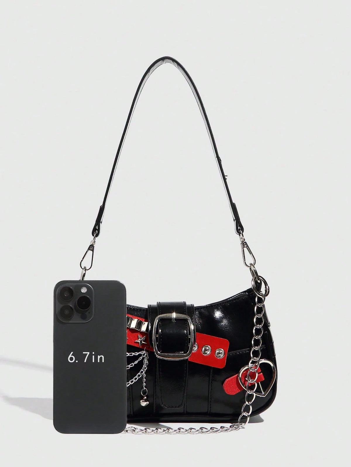Y2K Fashionable Versatile Star & Moon Design Unique Silver Millennium Shoulder Chain Crossbody Bag, Perfect For Girls' Street Style And Party Outfits