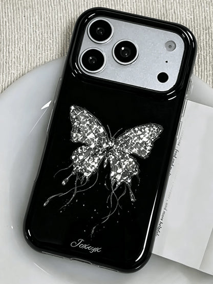 Y2k Stylish Cute Bling Glitter Butterfly Glossy IMD Phone Case Compatible With IPhone 17 Pro Max 17 Pro 17 16 Pro Max 16 Pro 16 15 Pro Max 15 Pro 15 14 Pro Max 14 Pro 14 13 Pro Max 13 Pro 13 12 Pro Ma