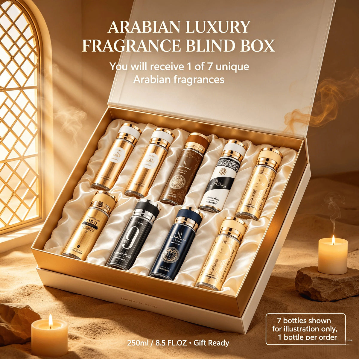 YCZ 8.4 Oz Arabian Men'S Perfume Spray, 7 Random Flavors, Rich Oriental Fragrance, Suitable For Travel, Exquisite Holiday Gifts