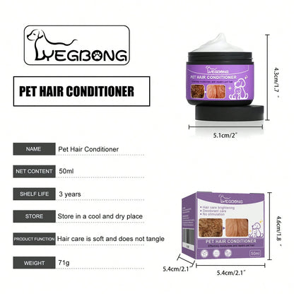 YEGBONG Pet Hair Conditioner Cream Softening Prevent Hair Knots Moisturizes Dry Coats, Reduces Shedding Odor Removal Enhances Coat Health Anti Mite Ticks Hydration Control Coat Care For Puppy Dog Cat