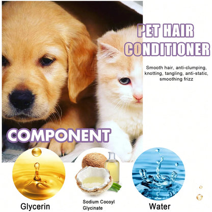 YEGBONG Pet Hair Conditioner Cream Softening Prevent Hair Knots Moisturizes Dry Coats, Reduces Shedding Odor Removal Enhances Coat Health Anti Mite Ticks Hydration Control Coat Care For Puppy Dog Cat