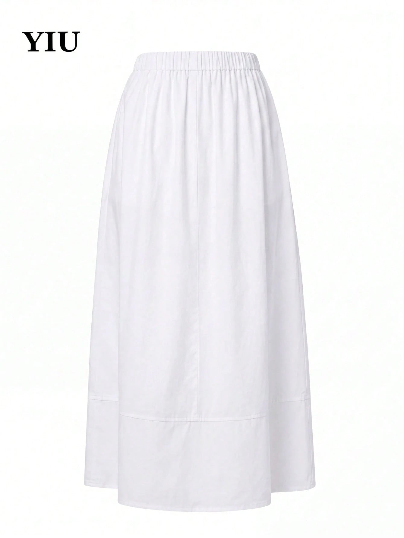 YIU Women's White Umbrella-Shaped Minimalist Elegant Long Dress, With Pockets, Suitable For Daily Casual, Vacation, Office, Travel, Date Wear