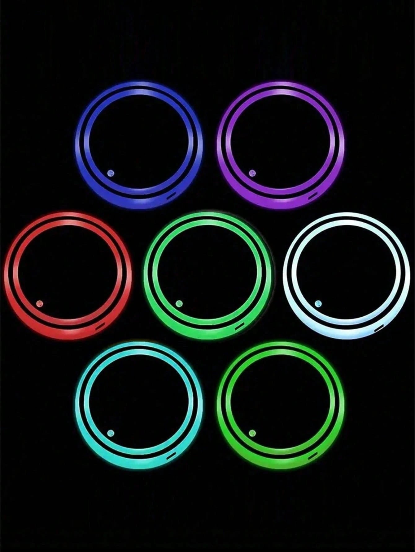Yogle LED Car Cup Holder Lights 7 Colors Changing USB Charging Mat Waterproof Cup Pad,LED Interior Atmosphere Lamp Decoration Light Car Accessories