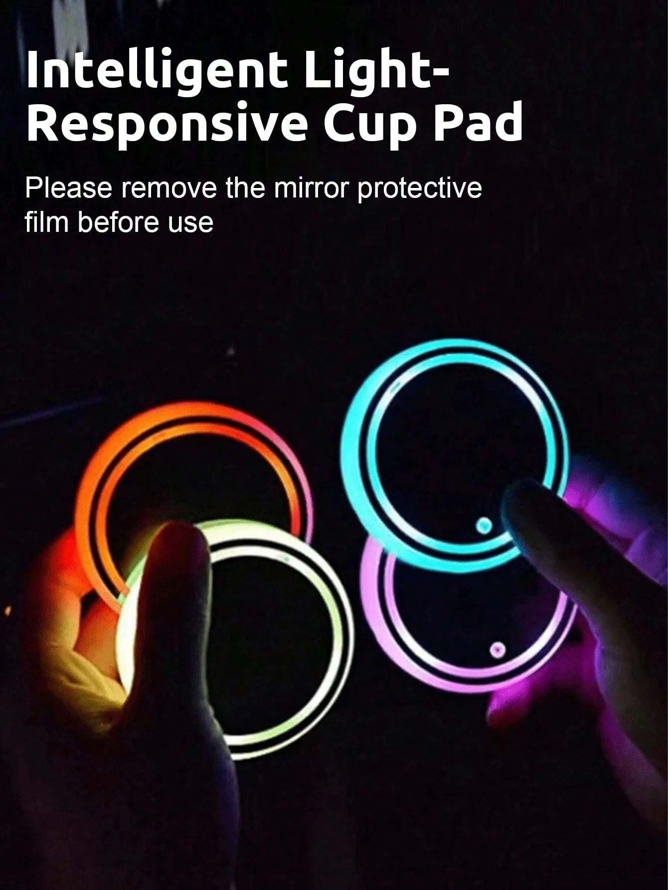 Yogle LED Car Cup Holder Lights 7 Colors Changing USB Charging Mat Waterproof Cup Pad,LED Interior Atmosphere Lamp Decoration Light Car Accessories