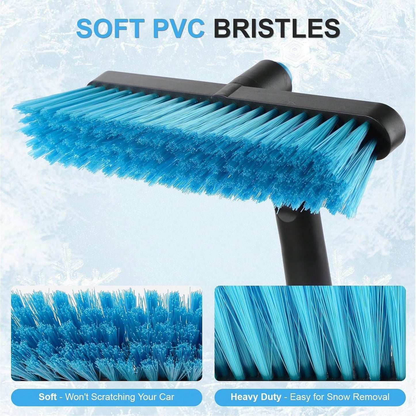 Yougfin 2 In 1 Extendable Snow Brush With Ice Scraper For Car Windshield, 33 Inch Car Window Scraper &Amp; Foam Snow Removal Brush For SUV, Heavy Duty Snow Cleaner For Truck Van, 360° Pivoting Head