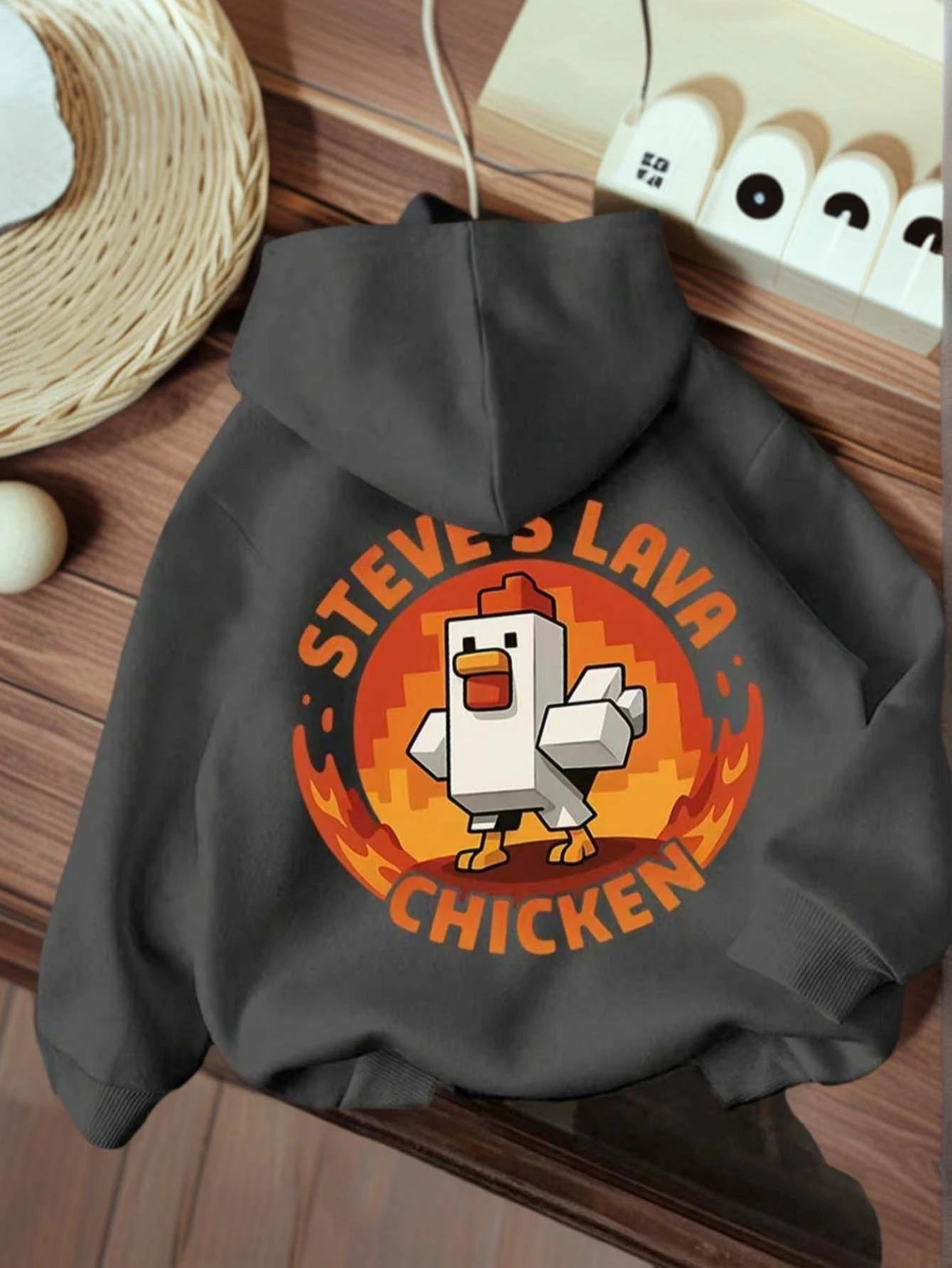 Young Boy's Comfortable Loose Fit Fleece "Steve's Lava Chicken" Sweatshirt Sweatshirt Showcases His Gamer Style Personalized