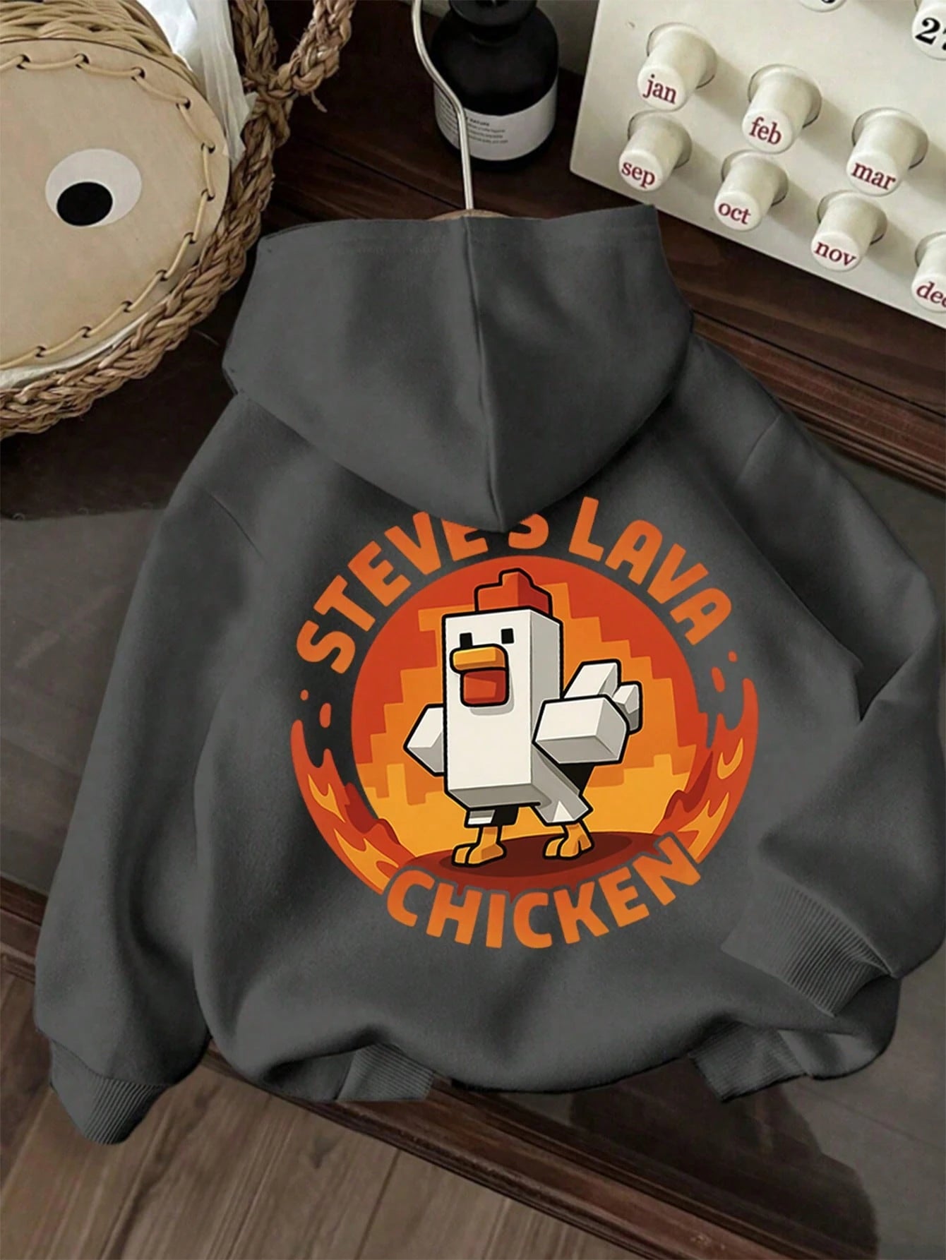 Young Boy's Comfortable Loose Fit Fleece "Steve's Lava Chicken" Sweatshirt Sweatshirt Showcases His Gamer Style Personalized