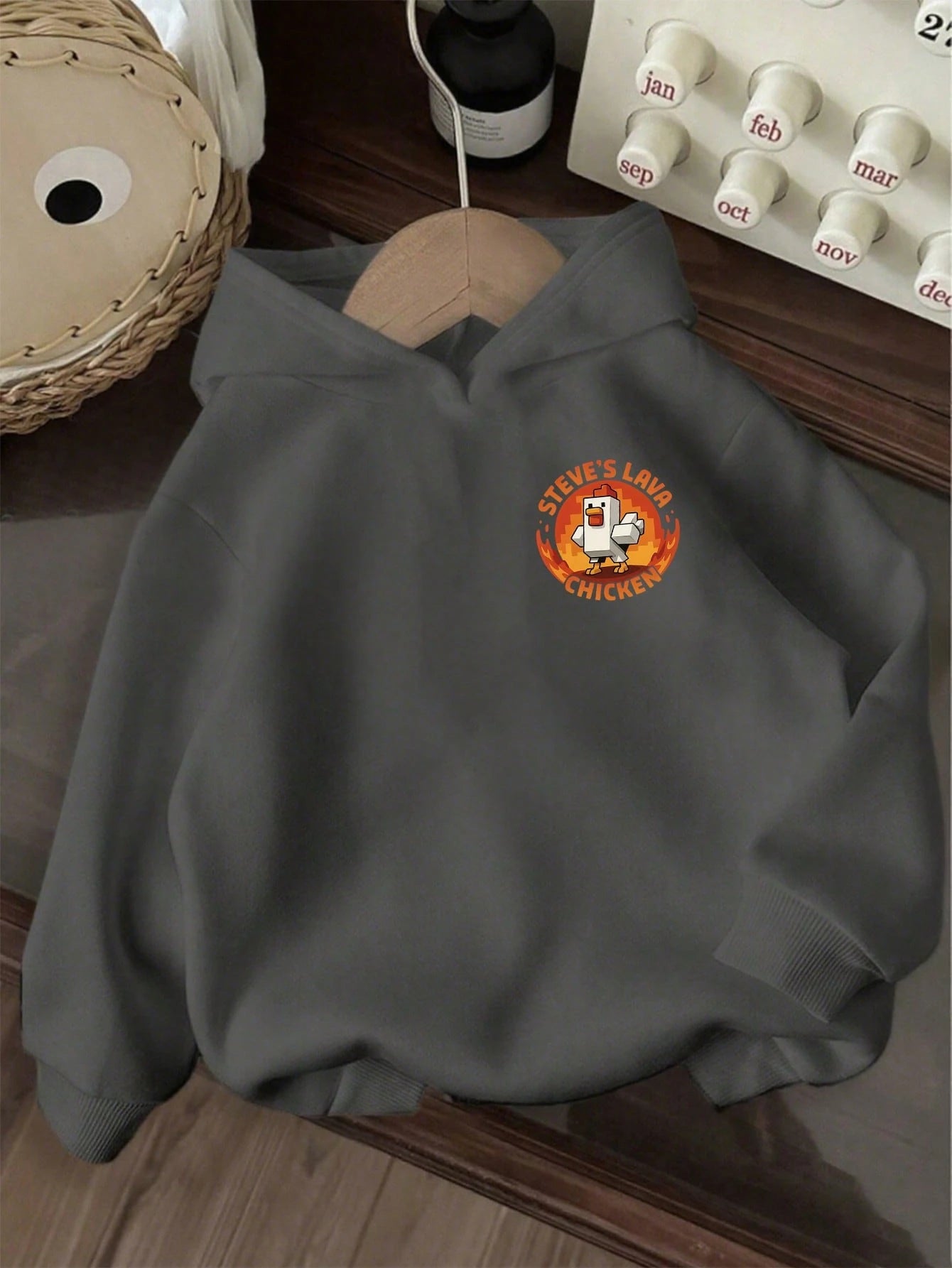 Young Boy's Comfortable Loose Fit Fleece "Steve's Lava Chicken" Sweatshirt Sweatshirt Showcases His Gamer Style Personalized