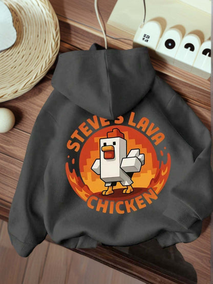 Young Boy's Comfortable Loose Fit Fleece "Steve's Lava Chicken" Sweatshirt Sweatshirt Showcases His Gamer Style Personalized