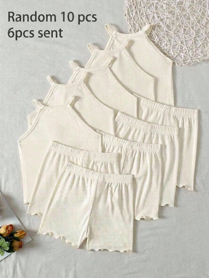 Young Gir Solid Color Camisole & Shorts Lingerie Set