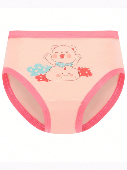 Young Girl 8pcs Soft Comfortable Cute Cartoon Pattern Casual Triangle Style Underwear