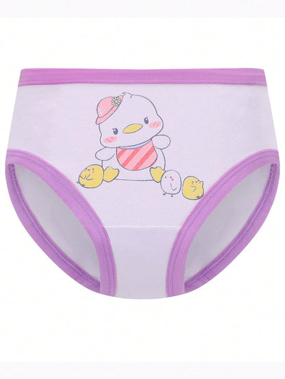 Young Girl 8pcs Soft Comfortable Cute Cartoon Pattern Casual Triangle Style Underwear