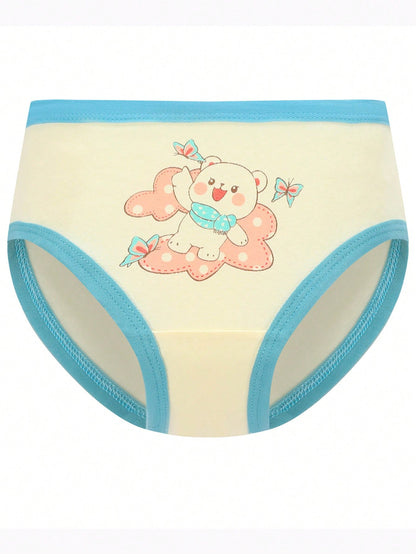 Young Girl 8pcs Soft Comfortable Cute Cartoon Pattern Casual Triangle Style Underwear