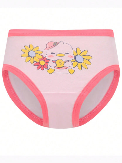 Young Girl 8pcs Soft Comfortable Cute Cartoon Pattern Casual Triangle Style Underwear
