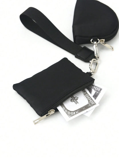 Zipper Dual Pocket Portable Keychain Wallet, Women's Pocket Wallet, Women's Wallet, Mini Wallet, Clutch, Coin Purse, Travel Wallet