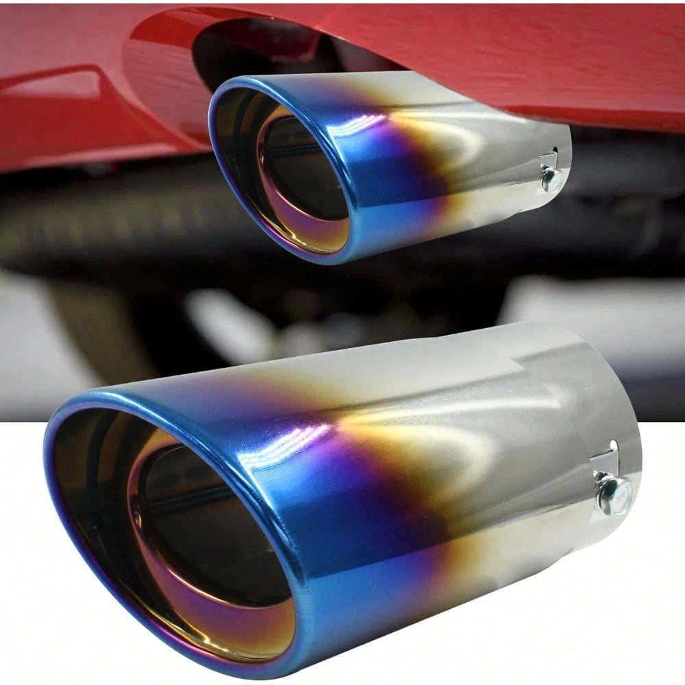 Zorfeter Car Exhaust Tip Stainless Steel, 2.5" To 3.3" Adjustable Car Decoration Chrome-Plated Finish Exhaust Tailpipe, Universal Car Exhaust Pipe Modification Tail Throat Tail Pipe(Black)