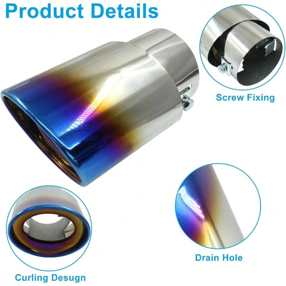 Zorfeter Car Exhaust Tip Stainless Steel, 2.5" To 3.3" Adjustable Car Decoration Chrome-Plated Finish Exhaust Tailpipe, Universal Car Exhaust Pipe Modification Tail Throat Tail Pipe(Black)