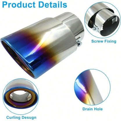 Zorfeter Car Exhaust Tip Stainless Steel, 2.5" To 3.3" Adjustable Car Decoration Chrome-Plated Finish Exhaust Tailpipe, Universal Car Exhaust Pipe Modification Tail Throat Tail Pipe(Black)